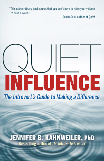 Quiet Influence - The Introvert's Guide to Making a Difference - cover