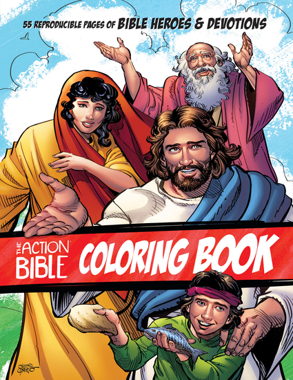 The Action Bible Coloring Book - 55 Reproducible Pages of Bible Heroes and Devotions - cover