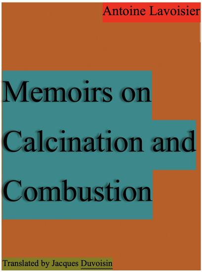 Memoirs on Calcination and Combustion - cover