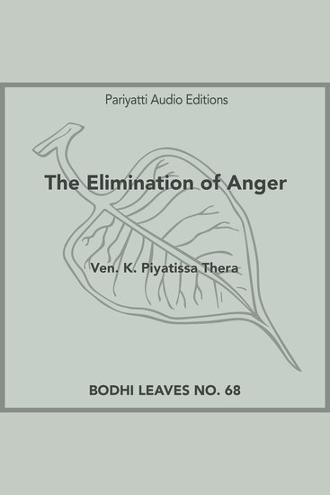 The Elimination of Anger - with two stories retold from the Buddhist texts - cover