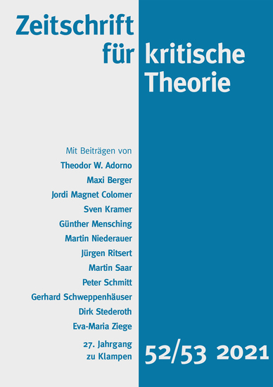 Zeitschrift für kritische Theorie Zeitschrift für kritische Theorie Heft 52 53 - 27 Jahrgang (2021) - cover