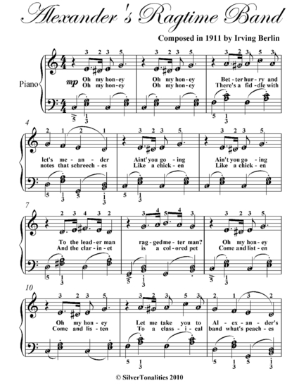 simple ragtime piano sheet music