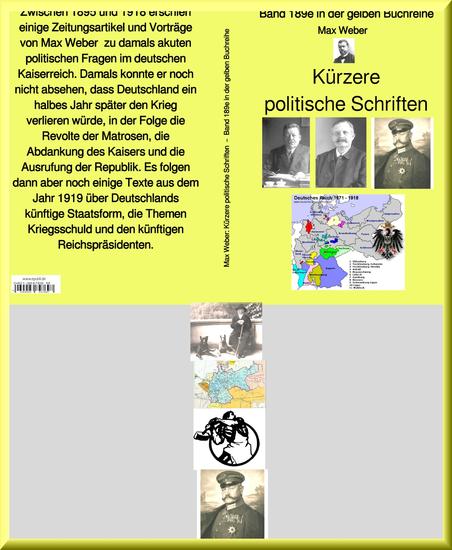 Max Weber: Kürzere politische Schriften – Band 189e in der gelben Buchreihe – bei Jürgen Ruszkowski - Band 189e in der gelben Buchreihe - cover