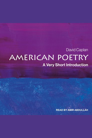 American Poetry - A Very Short Introduction - cover