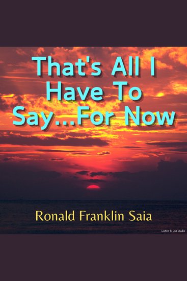 That's All I Have To Say For Now - cover