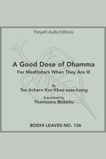 A Good Dose of Dhamma - For Meditators When They Are Ill - cover