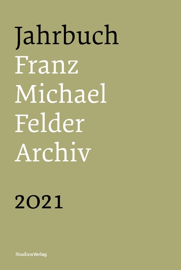 Jahrbuch Franz-Michael-Felder-Archiv 2021 - 21 Jahrgang 2020 - cover