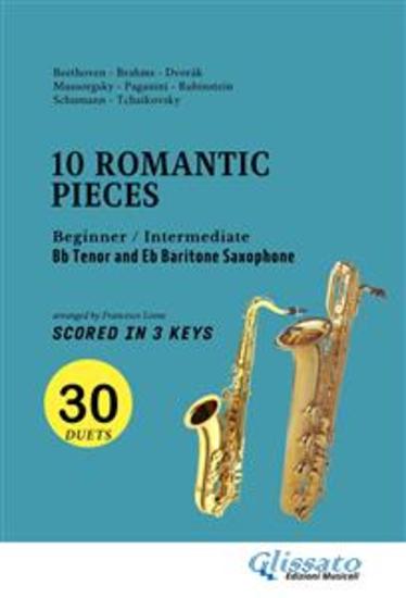 Bb Tenor and Eb Baritone Saxophone easy duets book - 10 Romantic Pieces (scored in 3 keys) - beginner intermediate - cover