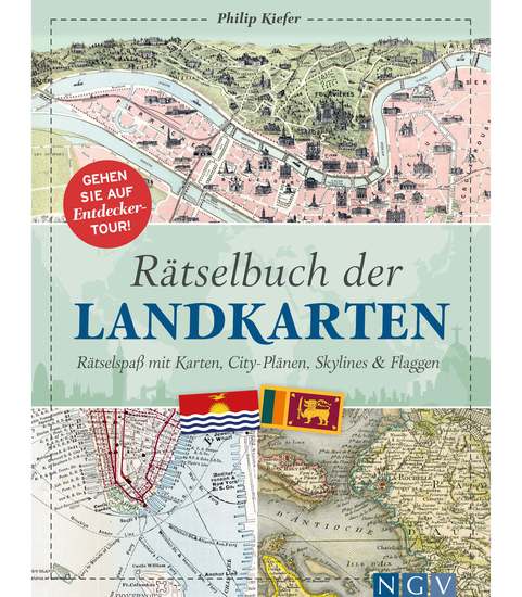 Rätselbuch der Landkarten - Rätselspaß mit Karten City-Plänen Skylines & Flaggen - cover