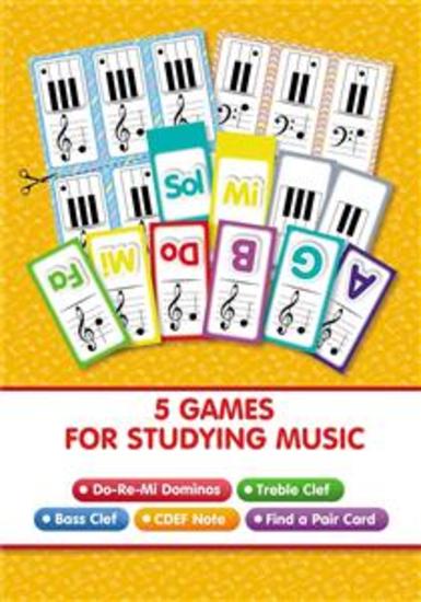 5 Games for Studying Music - Treble Clef Bass Clef Do-Re-Mi Dominos CDEF Note Find a Pair Cards - cover