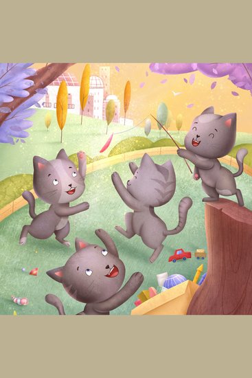 Kitty the cat learns to share - Bedtime story for children - cover