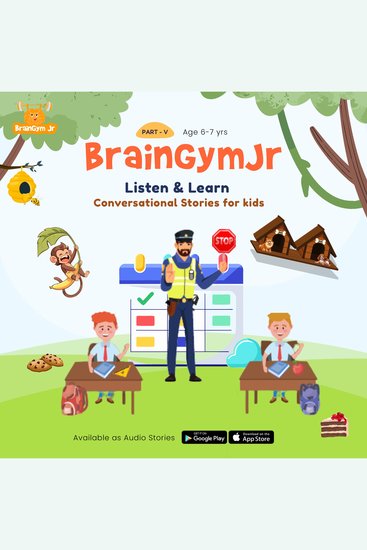 BrainGymJr : Listen and Learn ( 6- 7 years) - V - A collection of five short conversational Audio Stories for children aged 6-7 years - cover