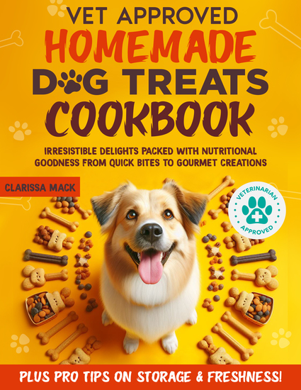 Vet-Approved Homemade Dog Treats Cookbook - Irresistible Delights Packed with Nutritional Goodness From Quick Bites to Gourmet Creations Plus Pro Tips on Storage and Freshness - cover