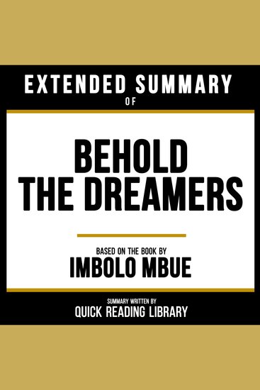 Extended Summary - Behold The Dreamers - Based On The Book By Imbolo Mbue - cover