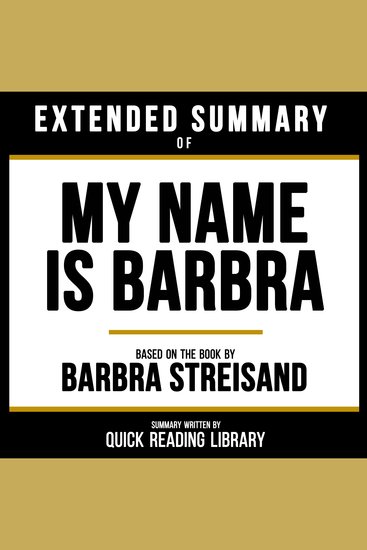 Extended Summary - My Name Is Barbra - Based On The Book By Barbra Streisand - cover
