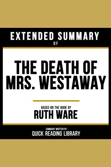 Extended Summary - The Death Of Mrs Westaway - Based On The Book By Ruth Ware - cover