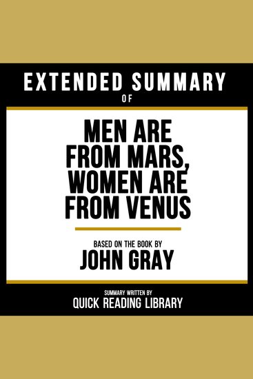 Extended Summary - Men Are From Mars Women Are From Venus - Based On The Book By John Gray - cover