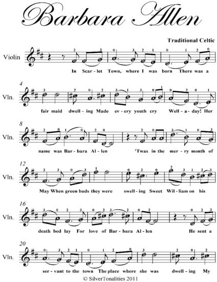 barbara allen elementary violin sheet music read book online barbara allen sheet music