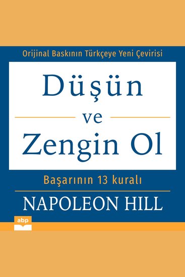 Düşün ve Zengin Ol - Başarının 13 kuralı - cover