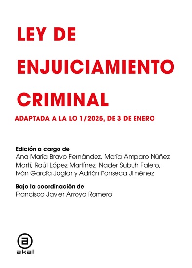 Ley de Enjuiciamiento Criminal - Adaptada a la LO 1 2025 de 3 de Enero - cover