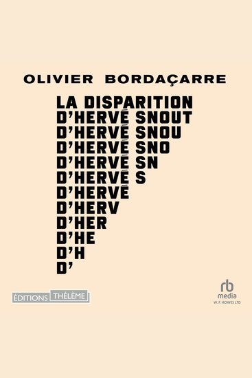 La Disparition d'Hervé Snout - cover