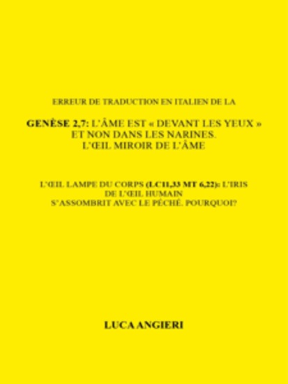 Erreur de traduction en italien de genese 27 :l' ame est devant les yeux et non ordine in francese di 241984 su 236328 - cover