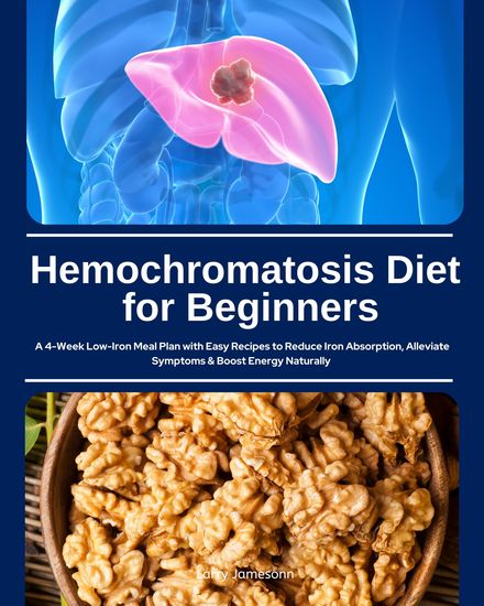 Hemochromatosis Diet for Beginners - A 4-Week Low-Iron Meal Plan with Easy Recipes to Reduce Iron Absorption Alleviate Symptoms & Boost Energy Naturally - cover