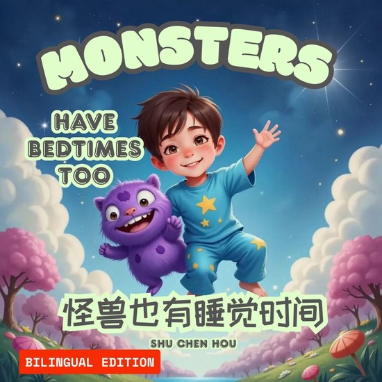 Monsters Have Bedtimes Too 怪兽也有睡觉时间 - A Fun Story to Master Bedtime Routines & Conquer Nighttime Fears! (English & Simplified Chinese Edition) - cover