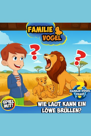 Familie Vogel fragt: Wie laut kann ein Löwe brüllen? - Wissensreise mit Tom Turbo! Teil 5 - cover