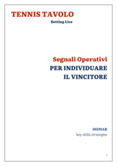 Tennis Tavolo Segnali Operativi nel Bet live - Per individuare il vincitore del match - cover