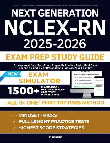 Next Generation NCLEX-RN Exam Prep Study Guide - All You Need for a Fast-Track Prep with Practice Tests Real Case Scenarios and Clear Rationales to Pass on Your First Try - cover