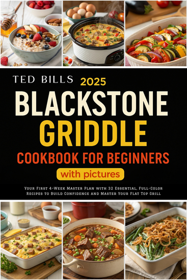 2025 Blackstone Griddle Cookbook for Beginners With Pictures - Your First 4-Week Master Plan with 32 Essential Full-Color Recipes to Build Confidence and Master Your Flat Top Grill - cover
