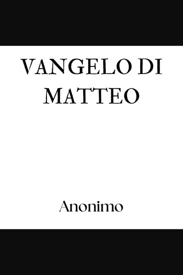 Vangelo di Matteo - cover