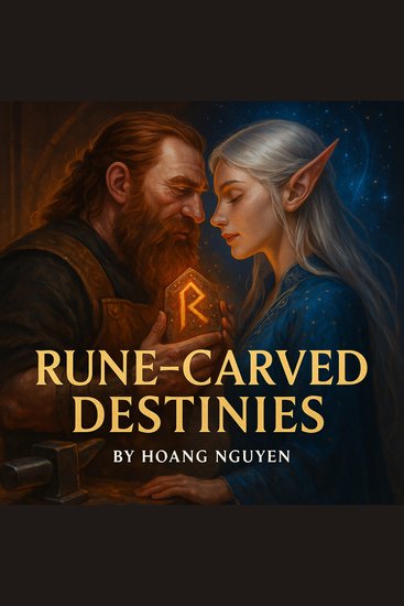 Rune-Carved Destinies Intertwined: The Dwarven Forge Master's Romance with the Sky Elf Scholar - Hammered in Anvil Glow and Star-Charted Dreams a Union That Forges Worlds Anew - cover