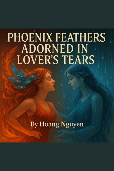 Phoenix Feathers Adorned in Lover's Tears: A Fire Dancer's Ritual with the Rain Spirit's Grace - Twirled in Blaze and Downpour's Kiss a Dance That Quenches Flames with Tears of Joy - cover