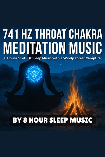 741 Hz Throat Chakra Meditation Music: 8 Hours of 741 Hz Sleep Music with a Windy Forest Campfire - cover