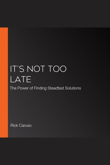 It's Not Too Late - The Power of Finding Steadfast Solutions - cover