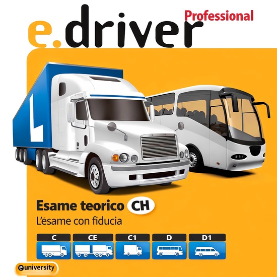 edriver Professional – Esame teorico per la patente di guida veicoli pesanti - Preparazione completa alle domande d’esame per le categorie C C1 D e D1 - cover