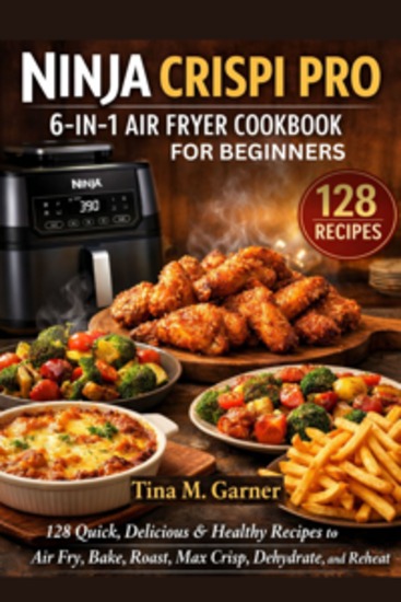 Ninja Crispi Pro 6-In-1 Air Fryer Cookbook For Beginners - 128 Quick Delicious & Healthy Recipes to Air Fry Bake Roast Max Crisp Dehydrate and Reheat - cover