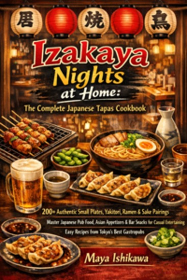 Izakaya Nights at Home: The Complete Japanese Tapas Cookbook - 200+ Authentic Small Plates Yakitori Ramen & Sake Pairings | Master Japanese Pub Food Asian Appetizers & Bar Snacks for Casual Entertaining | Easy Recipes from Tokyo's Best Gastropubs - cover
