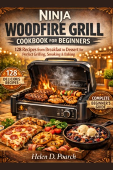 Ninja Woodfire Grill Cookbook For Beginners - 128 Recipes from Breakfast to Dessert for Perfect Grilling Smoking & Baking - cover