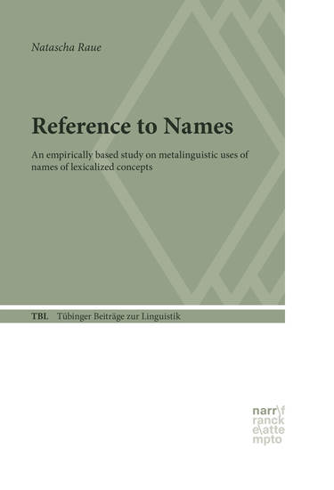Reference to Names - An empirically based study on metalinguistic uses of names of lexicalized concepts - cover