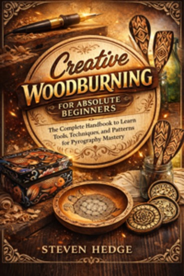Creative Woodburning for Absolute Beginners - The Complete Handbook to Learn Tools Techniques and Patterns for Pyrography Mastery - cover