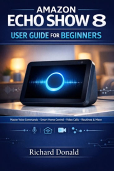 Amazon Echo Show 8 User Guide for Beginners - Comprehensive tutorials on voice interactions automation routines video conferencing media streaming and complete personalized household organization - cover
