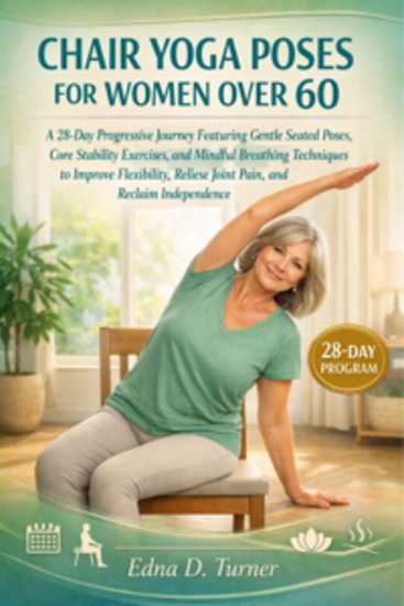 Chair Yoga Poses for for Women Over 60 - A 28-Day Progressive Journey Featuring Gentle Seated Poses Core Stability Exercises and Mindful Breathing Techniques to Improve Flexibility Relieve Joint Pain and Reclaim Independence - cover