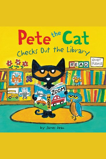 Pete the Cat Checks Out the Library - Includes Over 30 Stickers! - cover