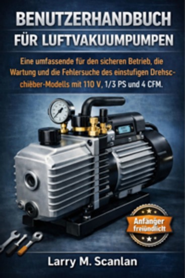 Benutzerhandbuch für Luftvakuumpumpen - Eine umfassende Schritt-für-Schritt-Anleitung für den sicheren Betrieb die Wartung und die Fehlersuche des einstufigen Drehschieber-Modells mit 110 V 1 3 PS und 4 CFM - cover