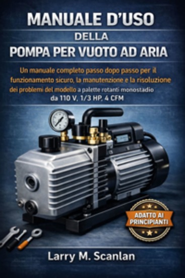Manuale d'uso della pompa per vuoto ad aria - Un manuale completo passo dopo passo per il funzionamento sicuro la manutenzione e la risoluzione dei problemi del modello a palette rotanti monostadio da 110 V 1 3 HP 4 CFM - cover