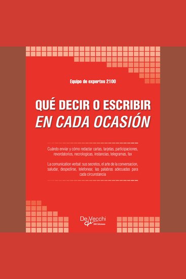 Qué decir o escribir en cada ocasión - cover