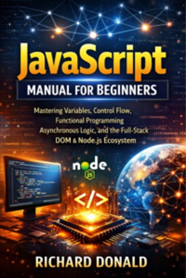 JavaScript Manual for Beginners - Mastering Variables Control Flow Functional Programming Asynchronous Logic and the Full-Stack DOM & Nodejs Ecosystem - cover